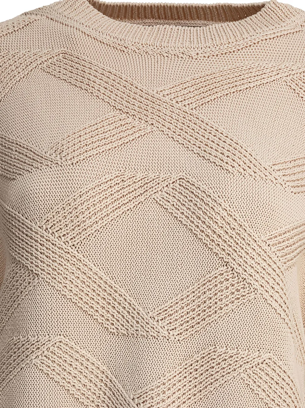 Loulou Katoenen trui met diamantpatroon Beige