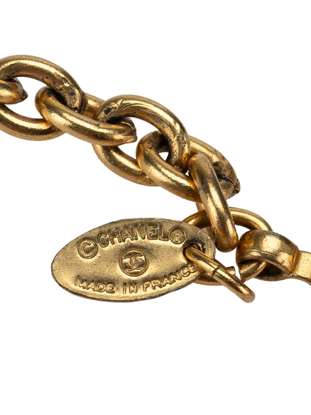 CHANEL Pre-Owned 1970-1980 Gold Plated Logo Loupe Magnifying Glass Pendant Necklace costume necklace | Image 2