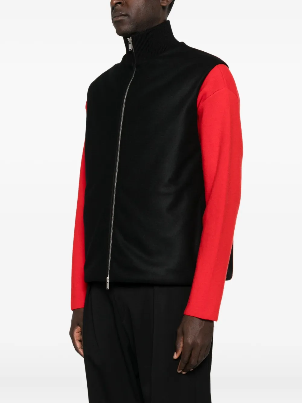 Jil Sander ハイネック ジップベスト | ブラック | FARFETCH JP