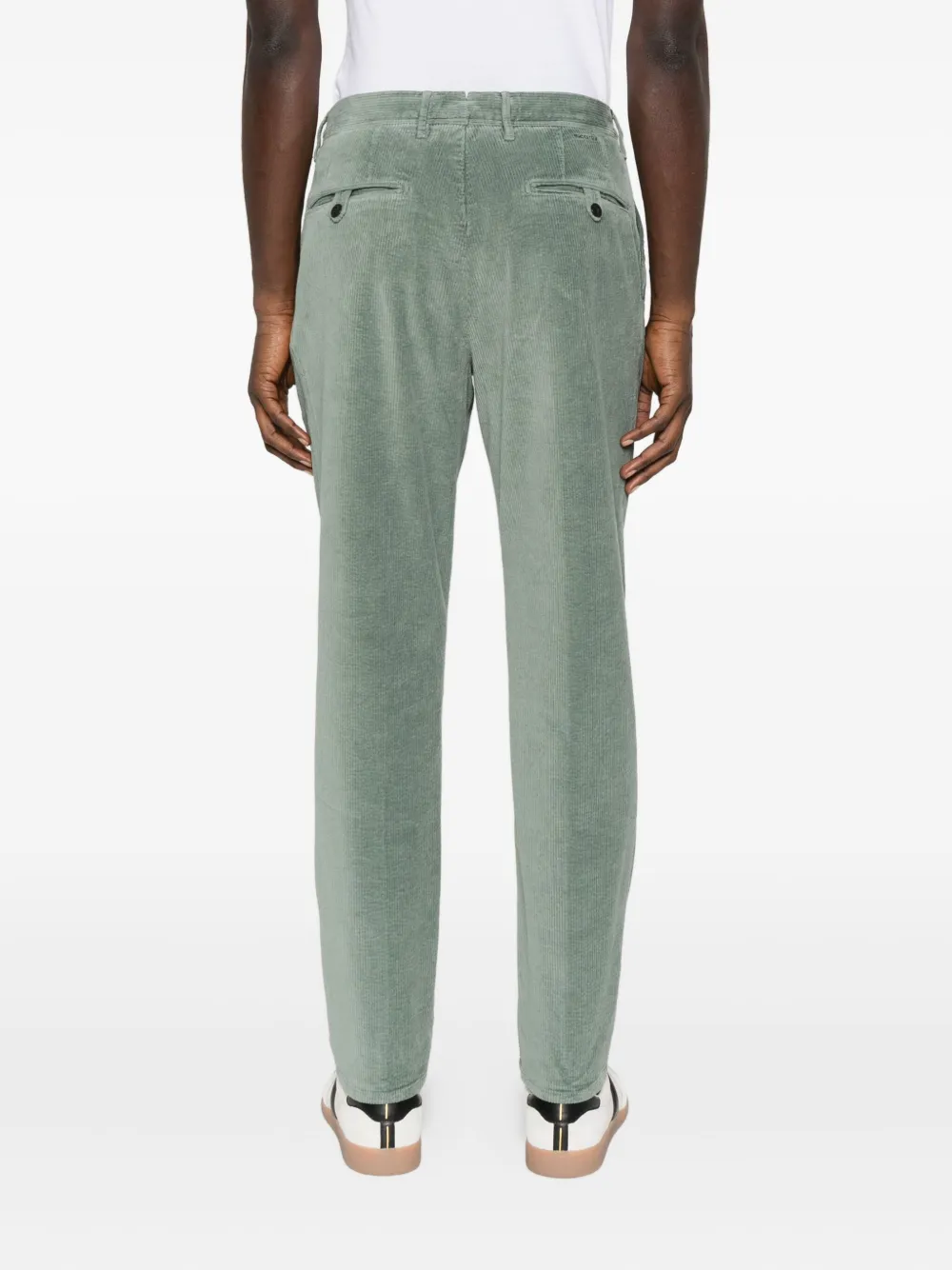 Incotex Ribfluwelen plooibroek Groen