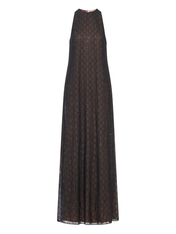 Gucci GG Monogram Silk Georgette Dress | Black | FARFETCH