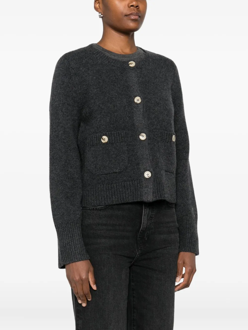 Arch4 Rosanna Patch-pocket Button Cardigan In Black