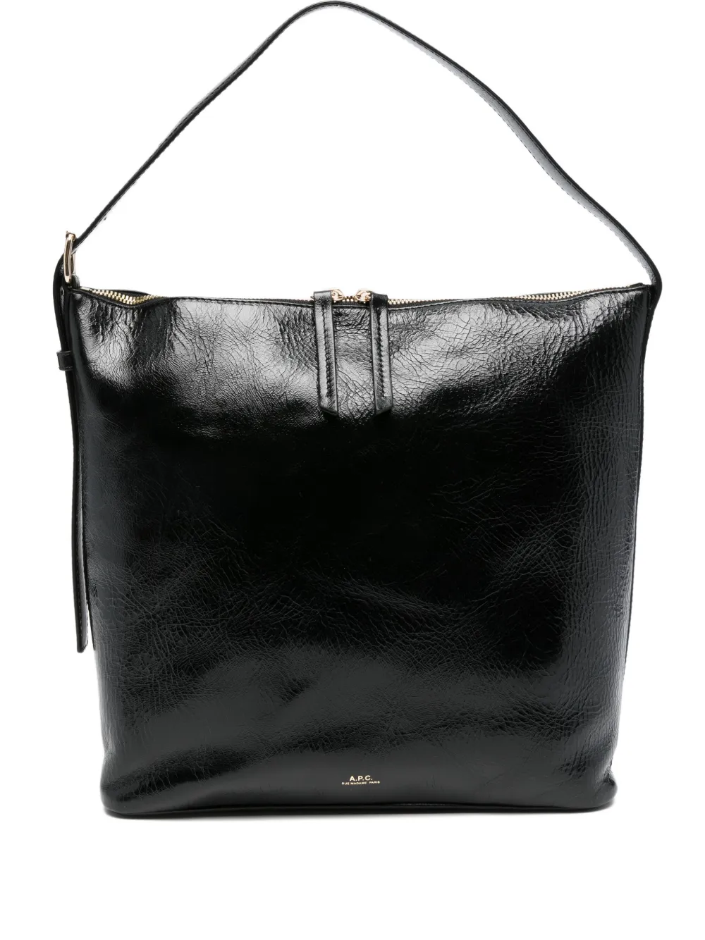 Apc Zip-fastening Leather Shoulder Bag In Black