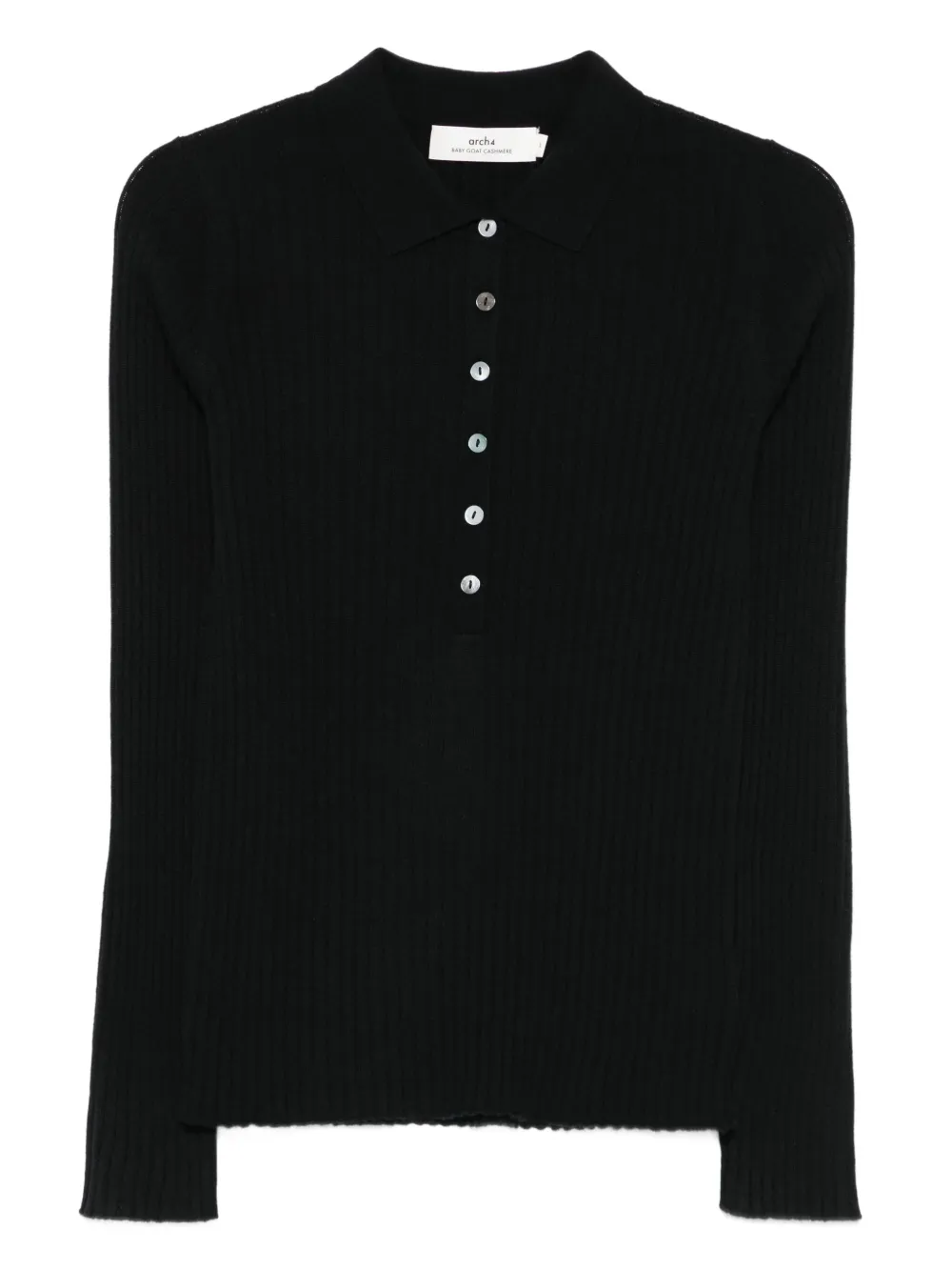 arch4 ribbed cashmere polo top | Black | Image 1