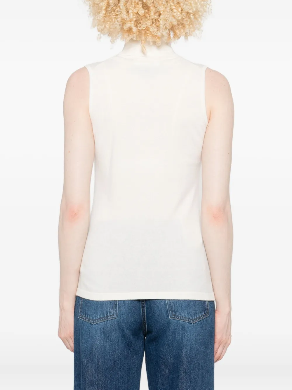 Arch4 Sleeveless Turtleneck Top In White