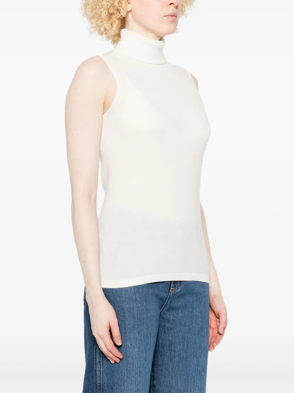 Arch4 Sleeveless Turtleneck Top In White