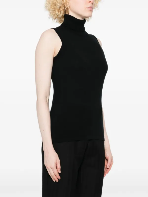 Womens Tops Black Sleeveless Turtleneck Top Buy Black Tops For