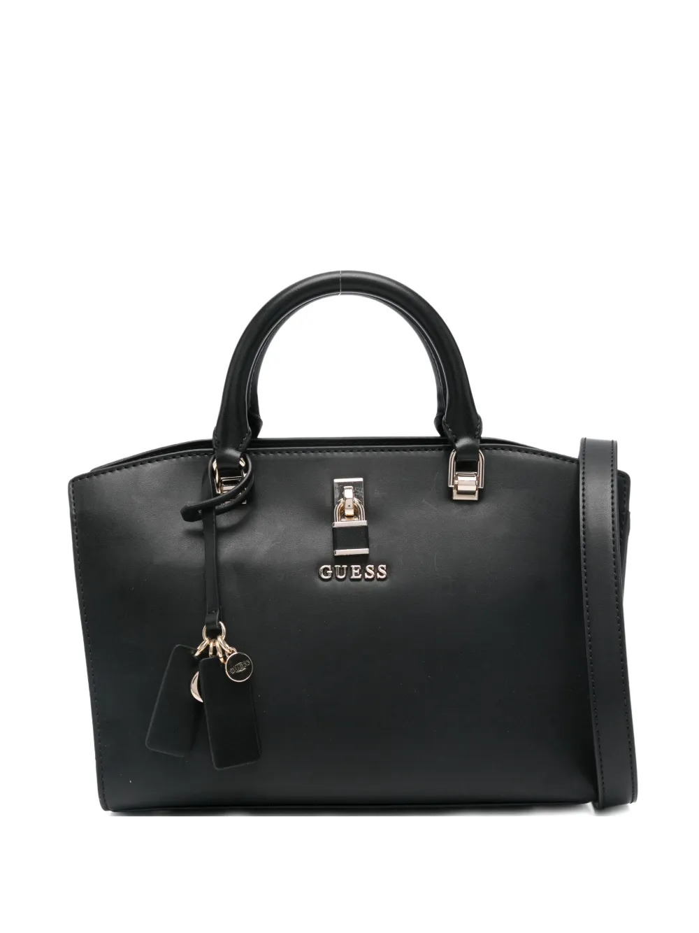 Guess Usa Queensland Padlock Top-handle Tote Bag In Black