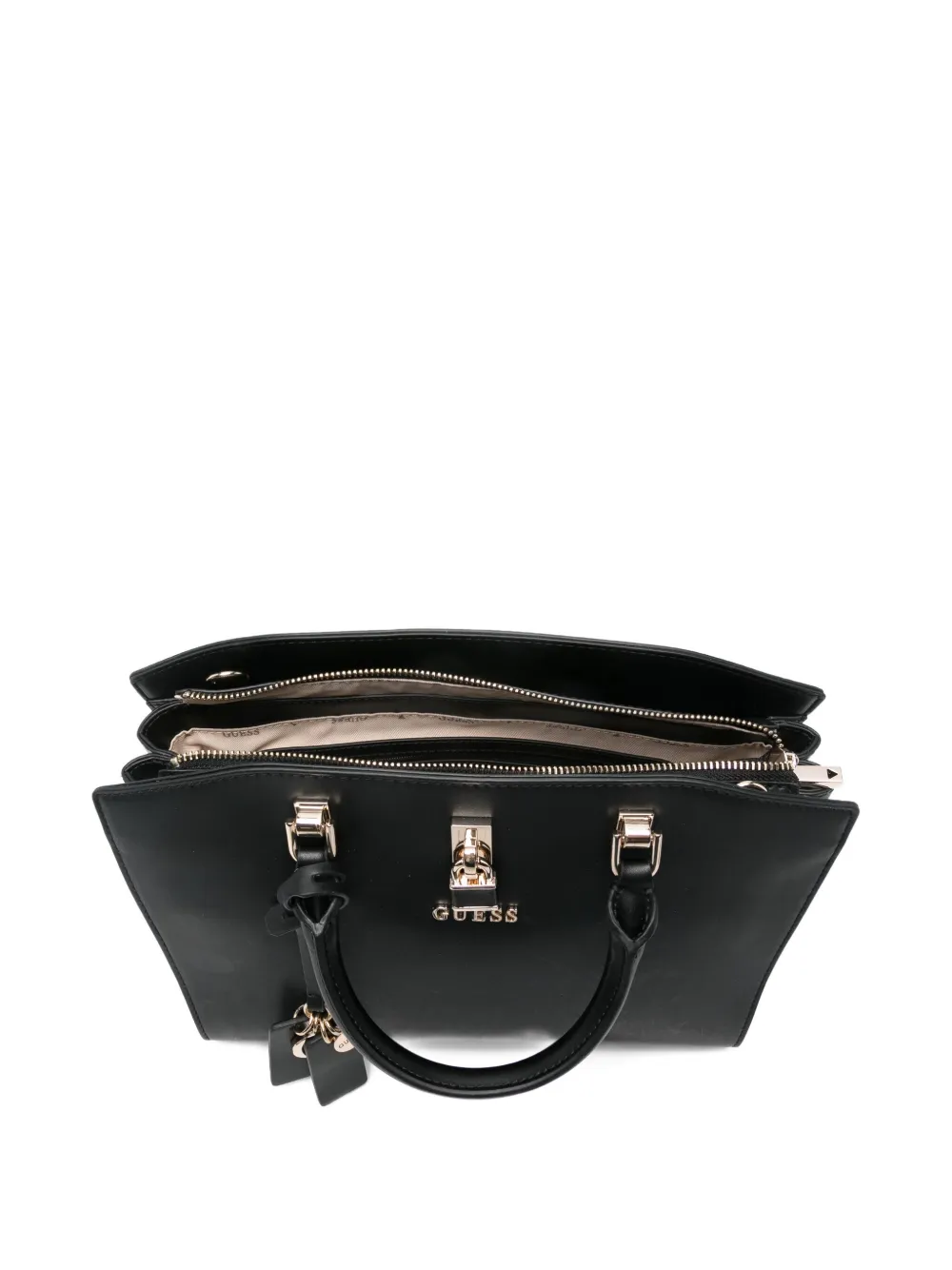 Guess Usa Queensland Padlock Top-handle Tote Bag In Black
