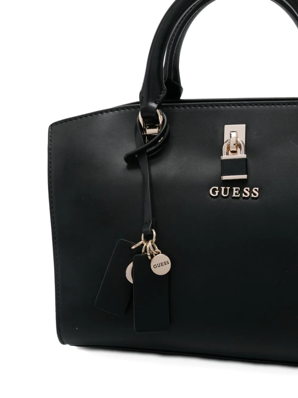 Guess Usa Queensland Padlock Top-handle Tote Bag In Black