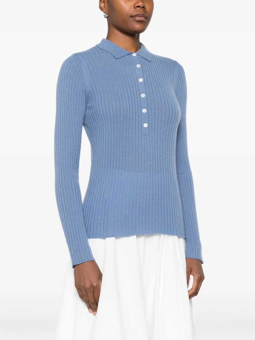 Arch4 Ribbed Polo Top In Blue