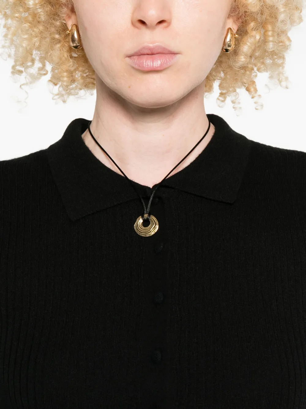 Arch4 Maja Ribbed Organic Cashmere Polo Shirt In Black