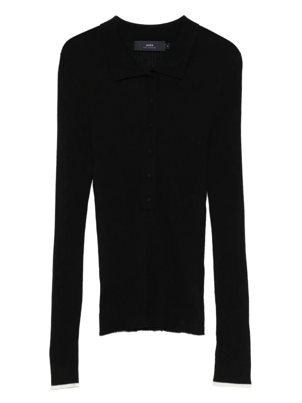 arch4 ribbed cashmere polo top | Black | Image 1