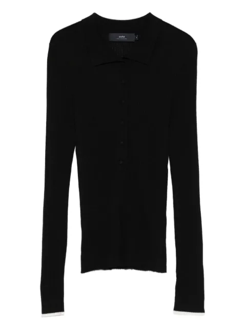arch4 ribbed cashmere polo top