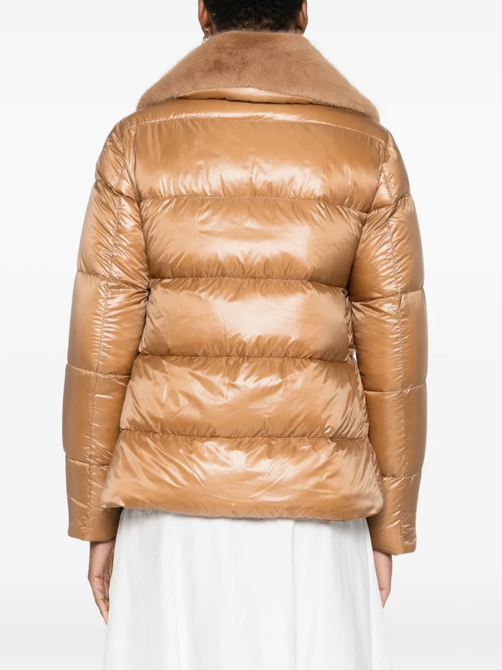 Herno Fur-trimmed Puffer Jacket In Brown