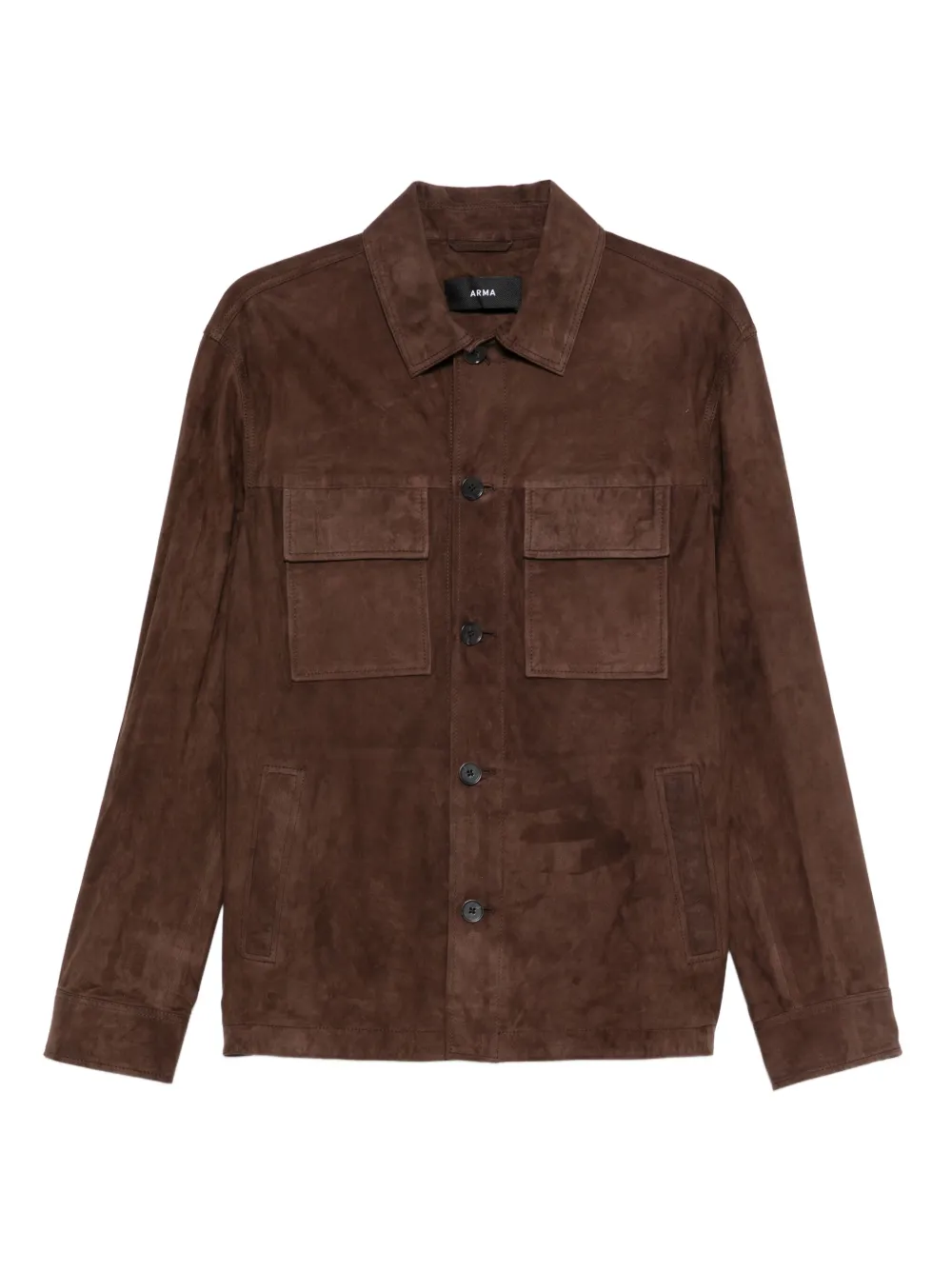 Arma flap-pocket suede overshirt | Brown | Image 1