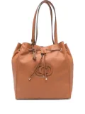 GUESS USA Calebra logo-plaque drawstring bucket bag - Brown