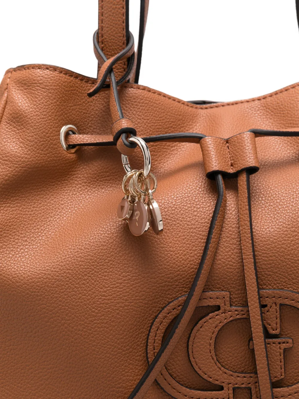 GUESS USA Calebra bucket-tas met trekkoord en logoplakkaat Bruin