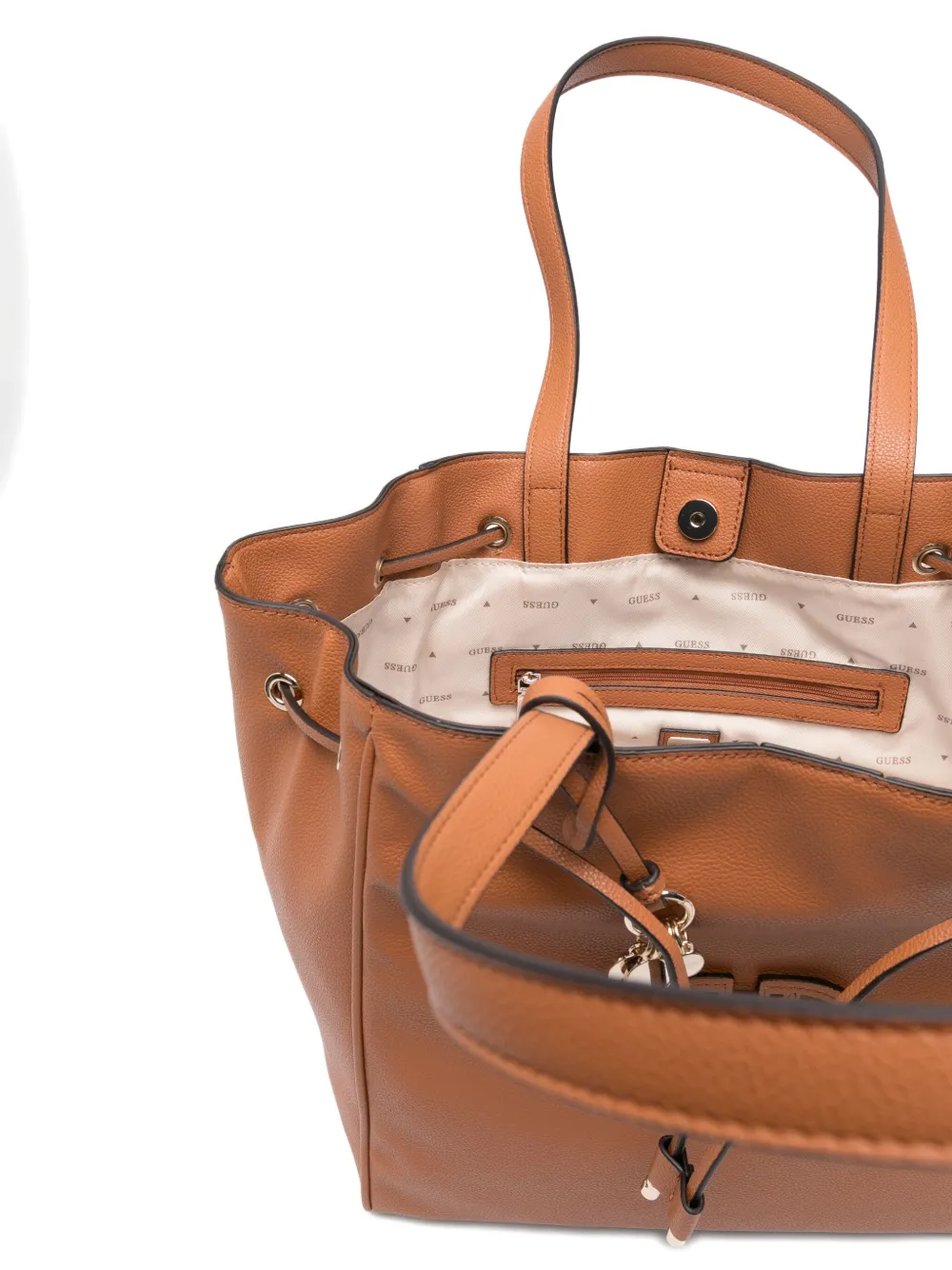 GUESS USA Calebra bucket-tas met trekkoord en logoplakkaat Bruin