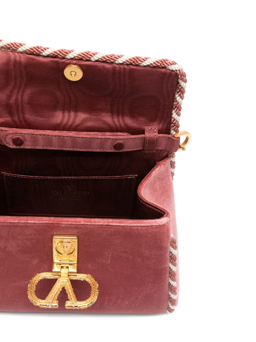 Valentino Vsling Velvet-effect Braided Cross Body Bag In Pink