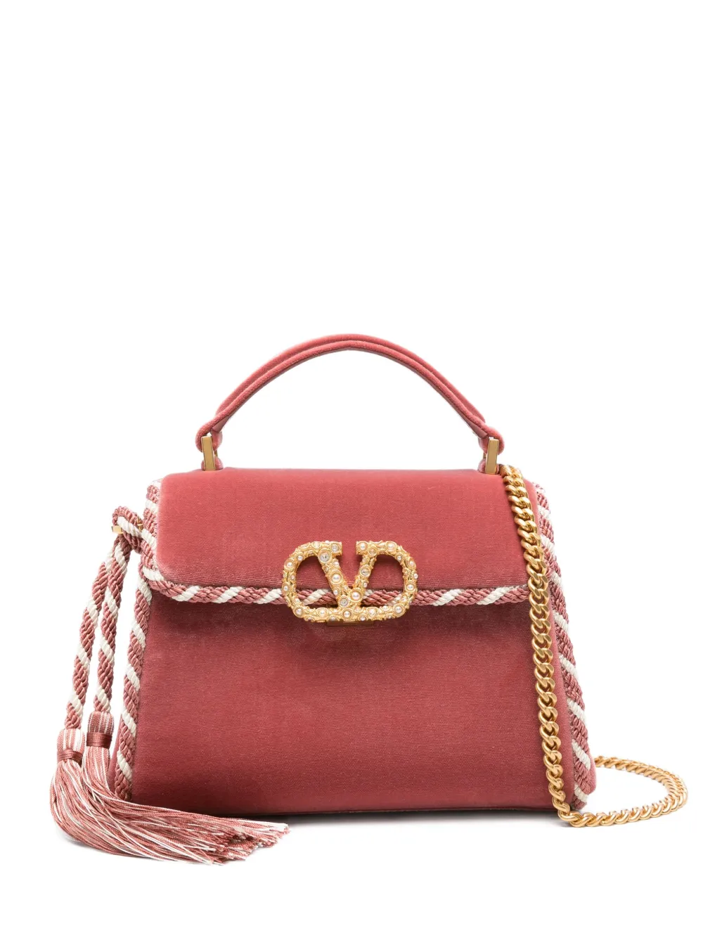 Valentino Garavani VSling velvet-effect braided cross body bag | Pink | Image 1