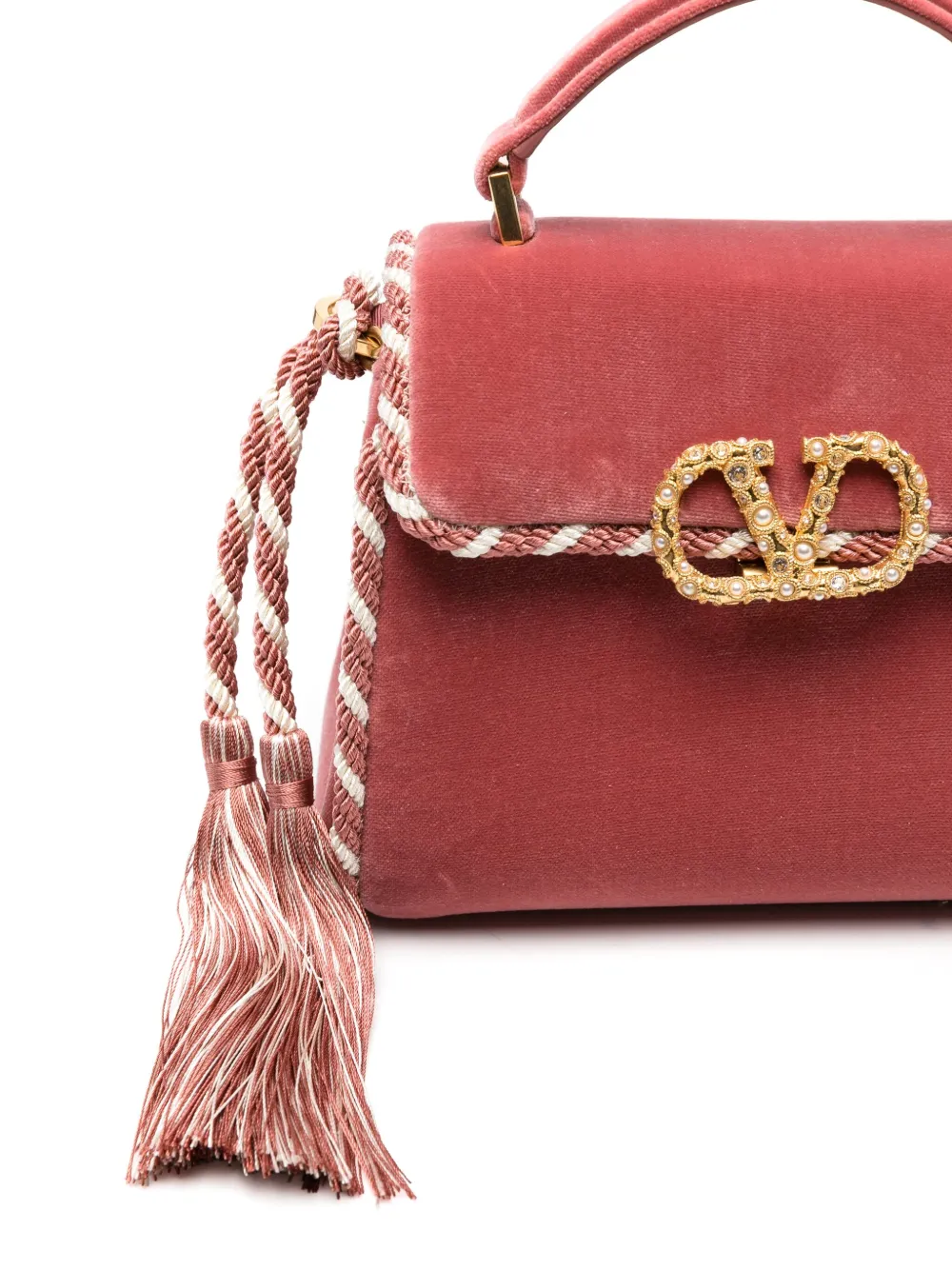 Valentino Vsling Velvet-effect Braided Cross Body Bag In Pink