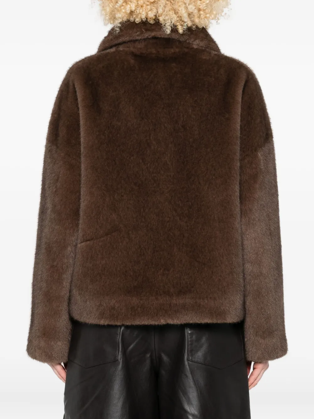 Studio Ar Faje Faux-fur Jacket In Brown
