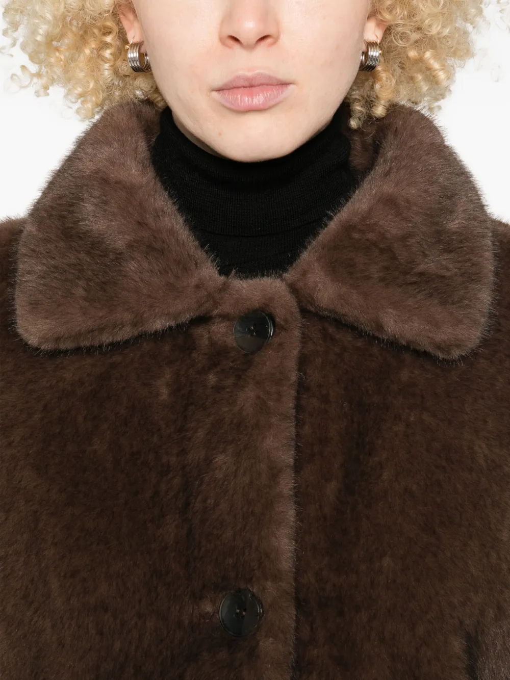 Studio Ar Faje Faux-fur Jacket In Brown