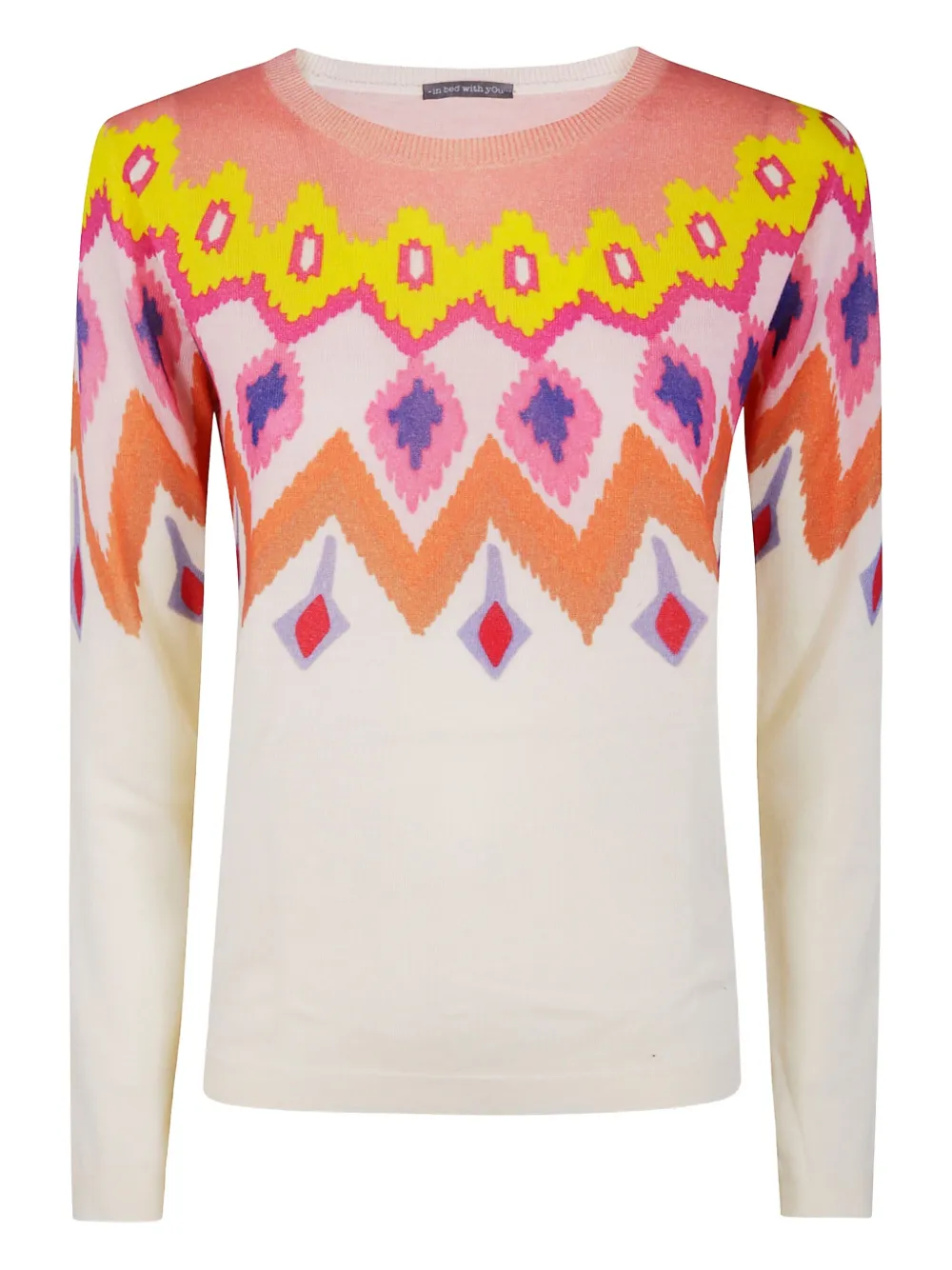In Bed With You Abstract-print Wool Sweater In Pink