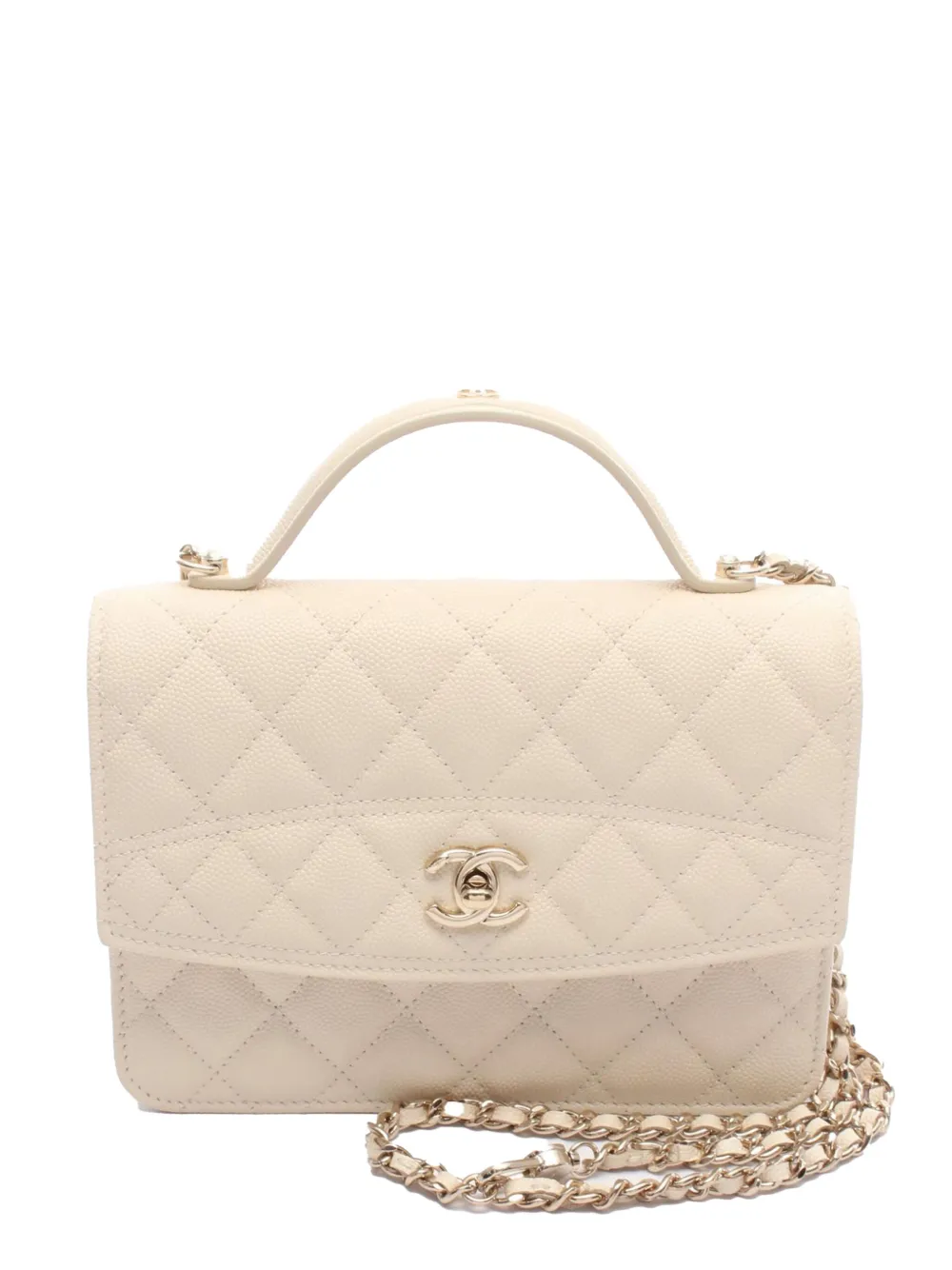 CHANEL Pre-Owned 2021-2025 ココマーク マトラッセ キャビア トップハンドル クラッチウィズチェーン CHANEL Pre-Owned 2021-2025 ココマーク マトラッセ キャビア トップハンドル クラッチウィズチェーン
