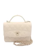 CHANEL Pre-Owned 2021-2025 CC Quilted Caviar Top Handle Clutch With Chain satchel - White