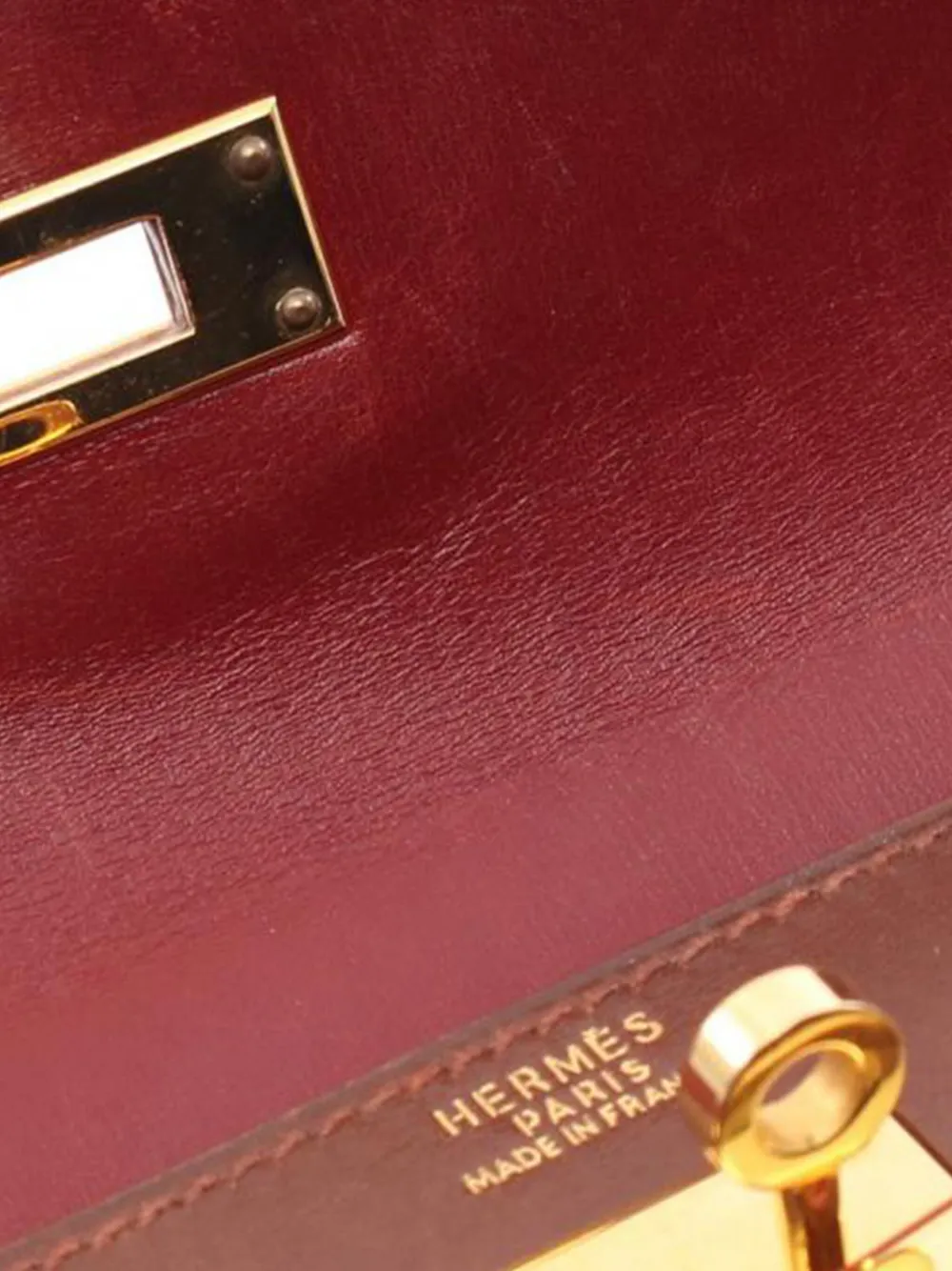 Pre-owned Hermes 1996 Tricolor Box Calf Kelly Sellier 32 Satchel In Red