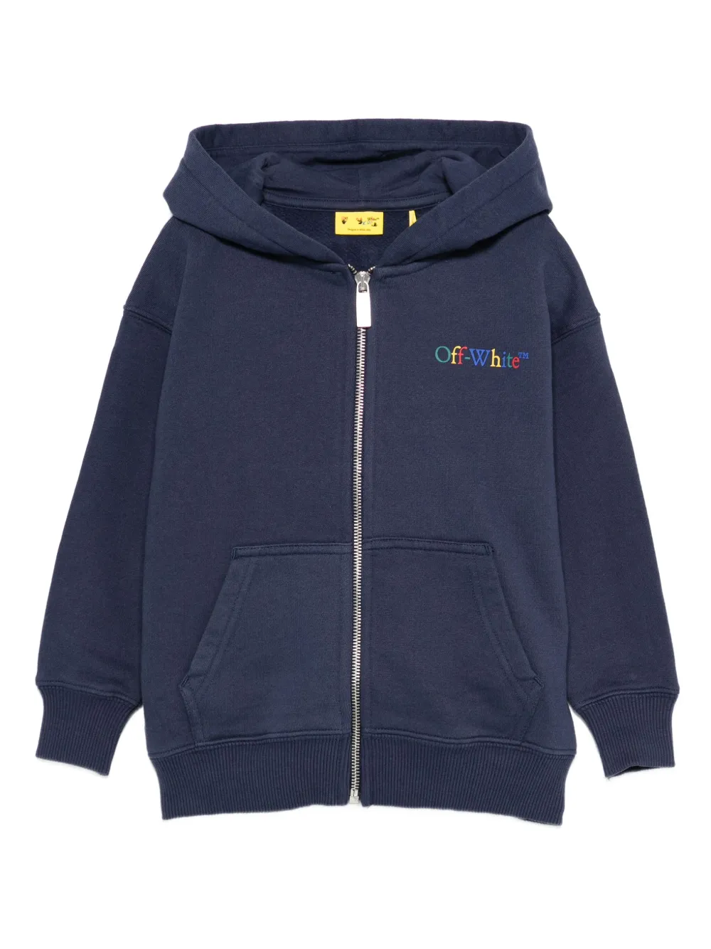Off-White Kids zip-up stationery-print hoodie | Blue | Image 1