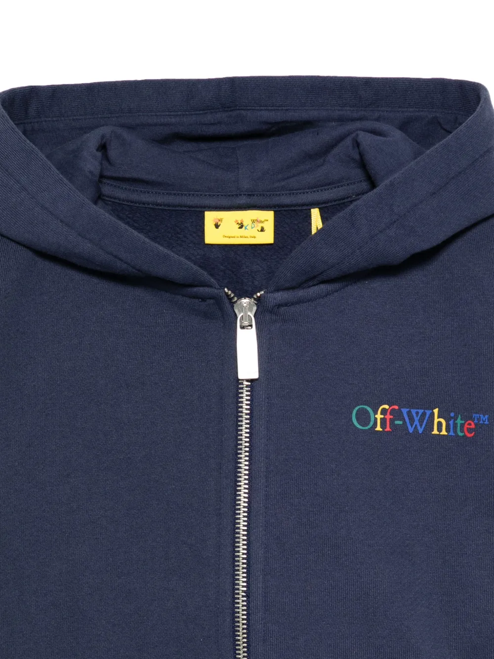 Off-White Kids Hoodie met print en rits Blauw