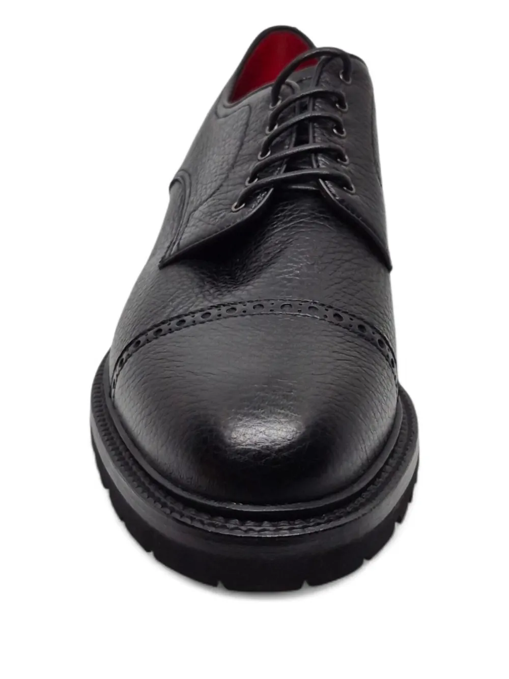 Barrett pebbled-leather derby shoes Black