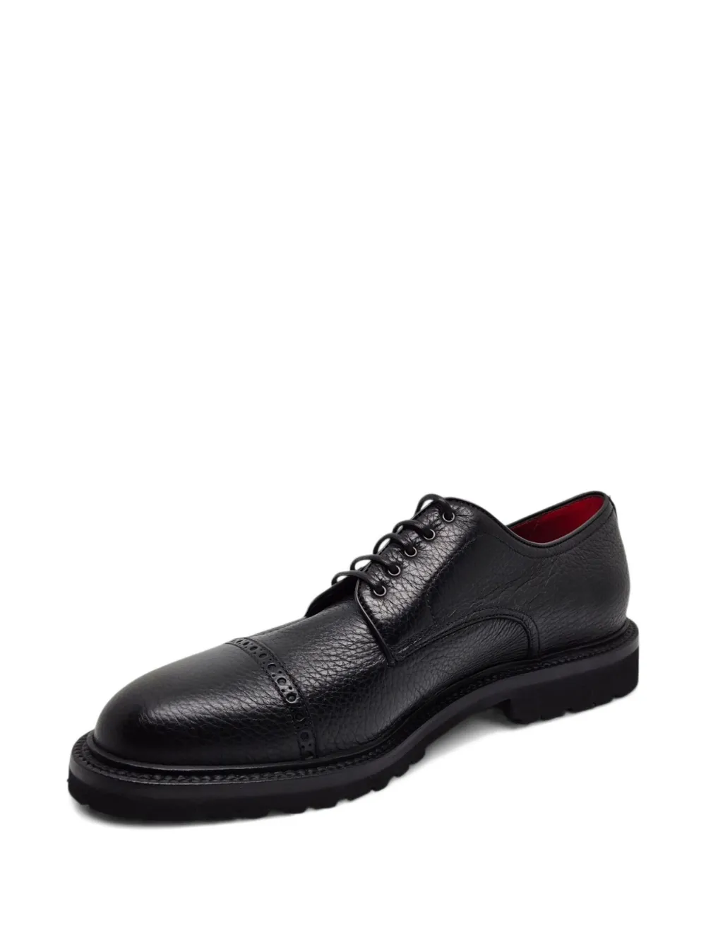 Barrett pebbled-leather derby shoes Black