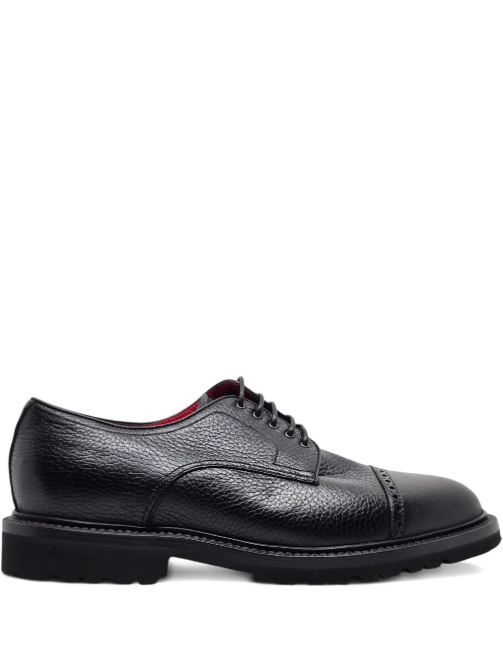 Barrett pebbled-leather derby shoes Black