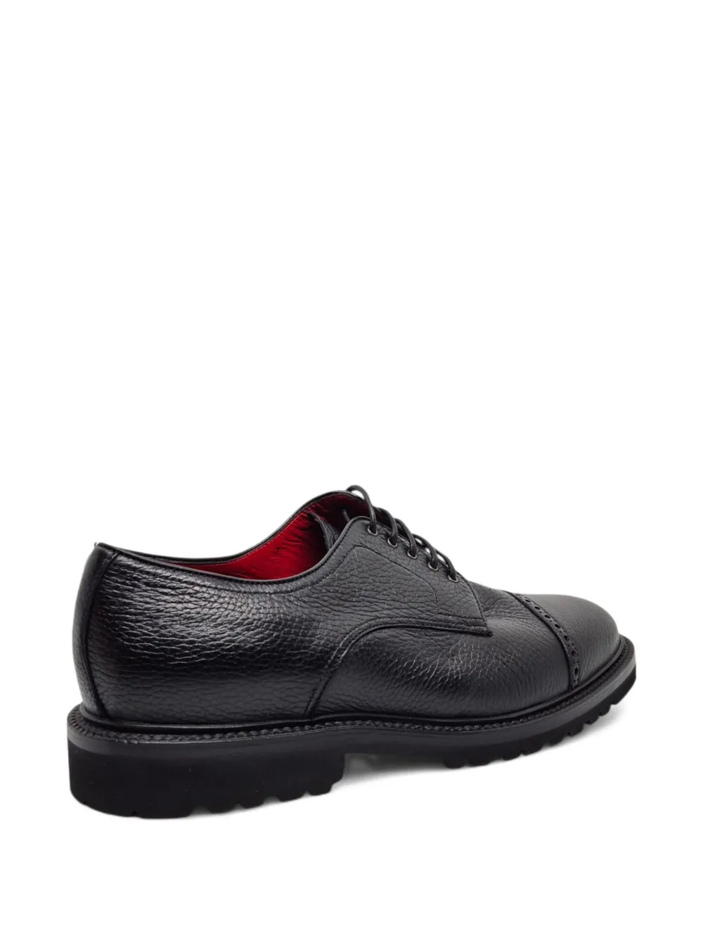 Barrett pebbled-leather derby shoes Black