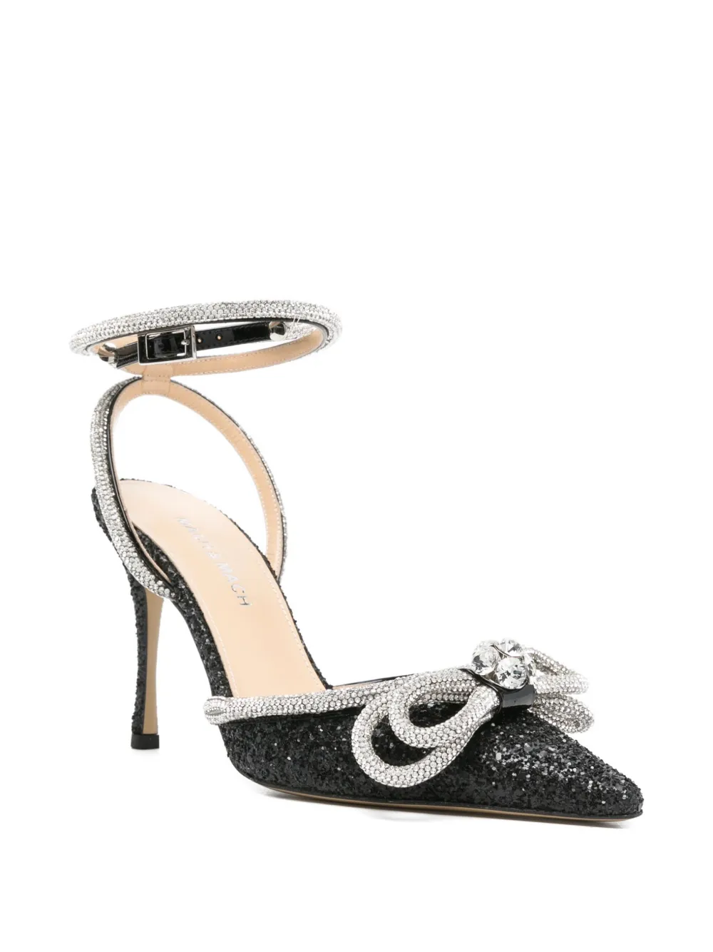 MACH & MACH 110mm crystal-embellished bow heeled pumps Black