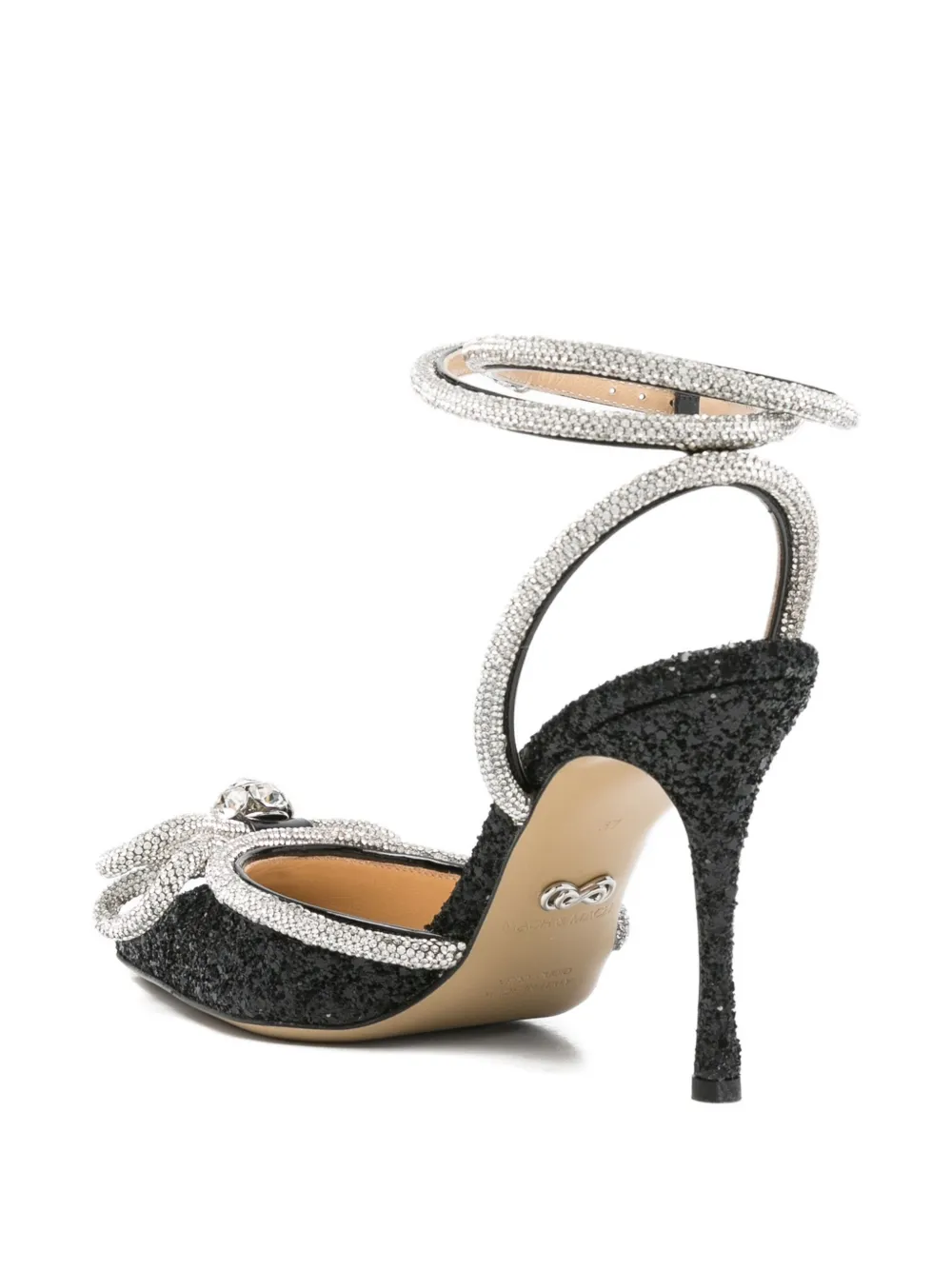 MACH & MACH 110mm crystal-embellished bow heeled pumps Black