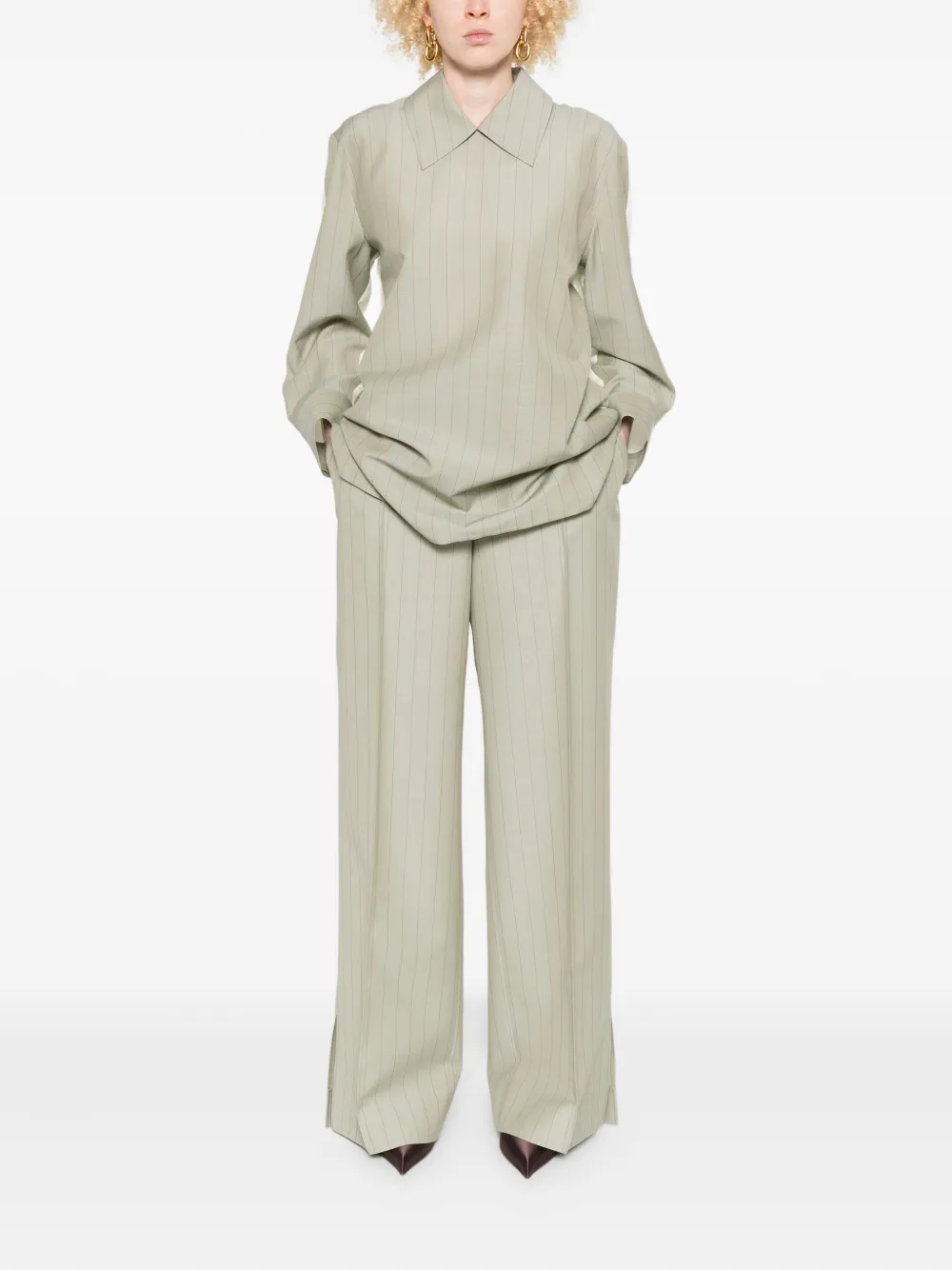 Jil Sander pinstripe panelled shirt - Beige