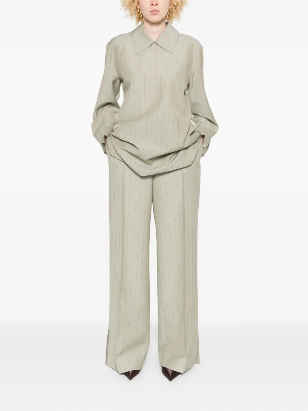 Jil Sander pinstripe trousers - Groen