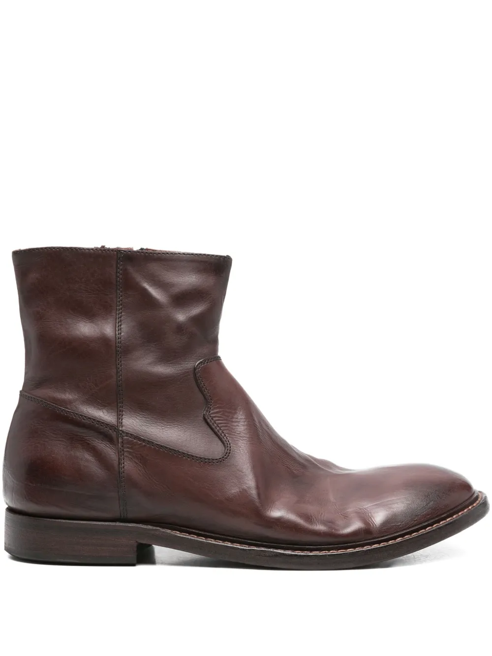 Moma zip-detail leather boots Brown