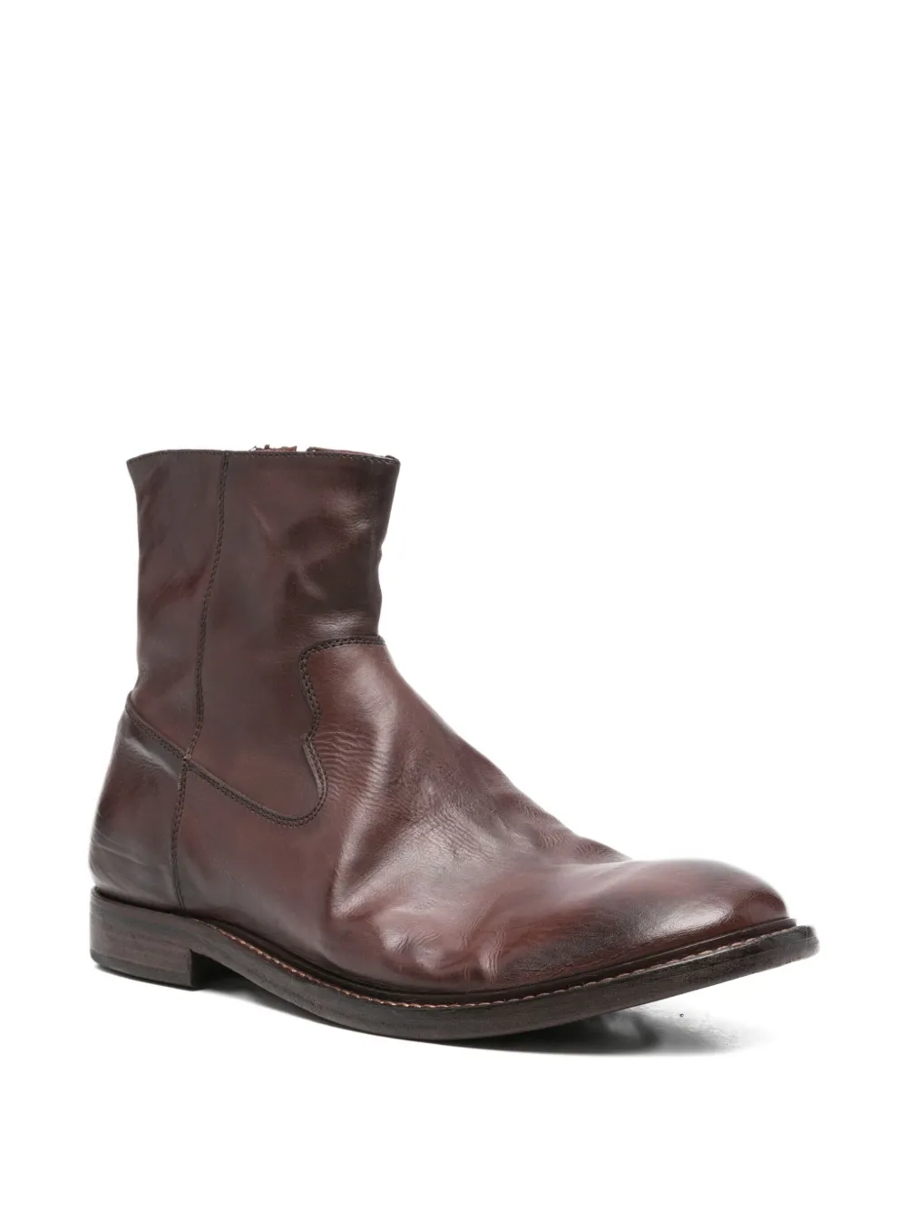Moma zip-detail leather boots Brown