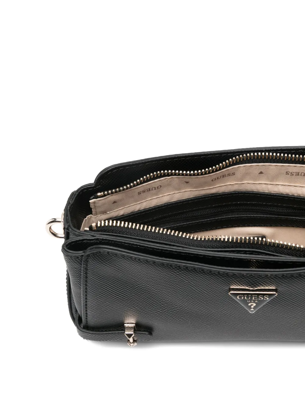 Guess Usa Rosalba Saffiano Logo-plaque Cross Bag In Black