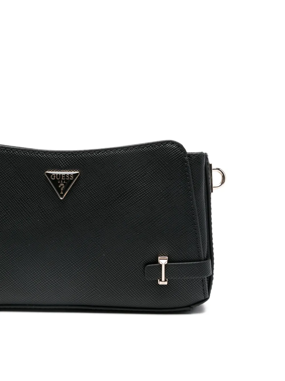Guess Usa Rosalba Saffiano Logo-plaque Cross Bag In Black