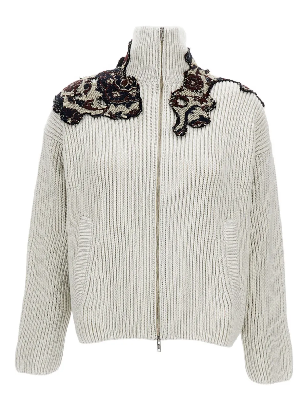 Durazzi Milano appliqué-detail zip-up cardigan - ニュートラル Durazzi Milano appliqué-detail zip-up cardigan - ニュートラル