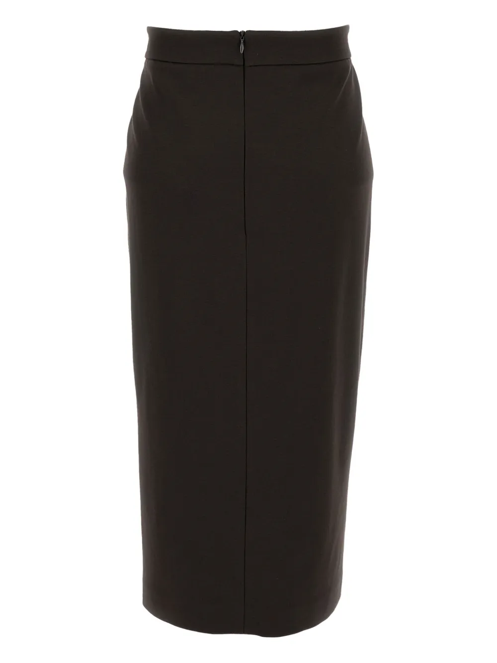 True Royal Zip-up Pencil Midi Skirt In Brown
