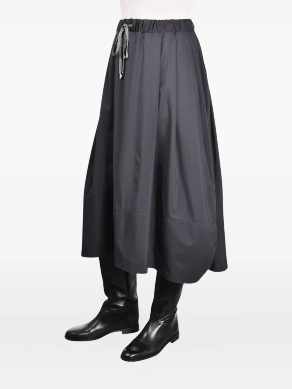 Gran Sasso Drawstring Pleated Midi Skirt In Gray