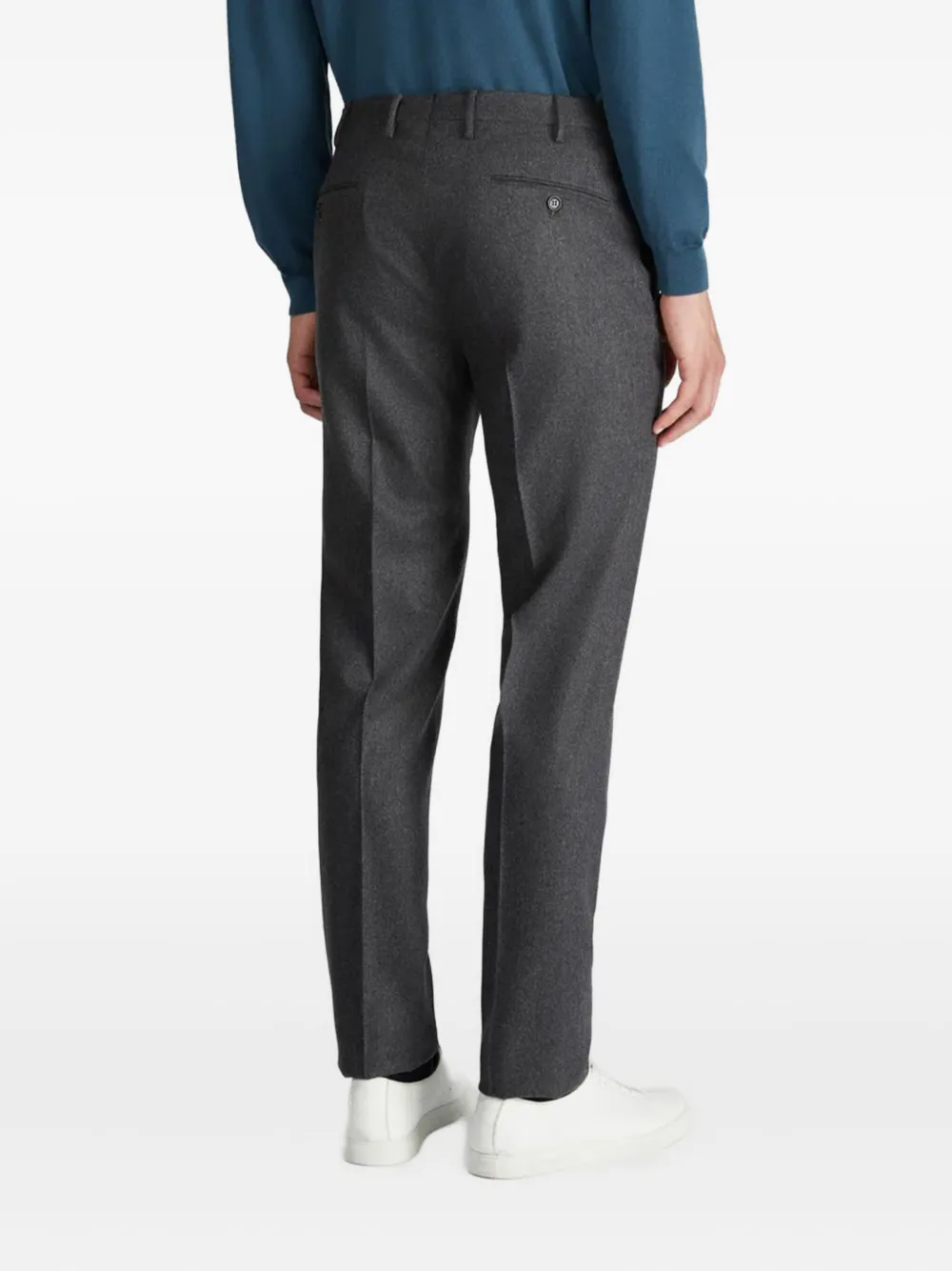 Incotex Pressed-pleat Wool Trousers In Gray